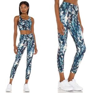 L'urv Solar System 7/8 Legging Size Small Blue White Abstract High Waist Workout